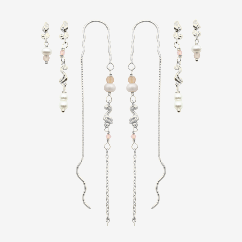 Wavy Pearl Set / øreringssæt
