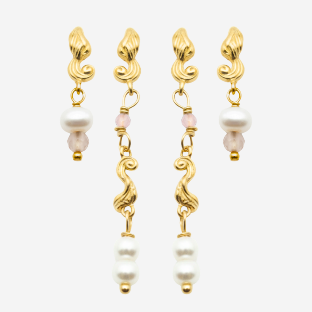 Swirl Pearl Combo / øreringssæt