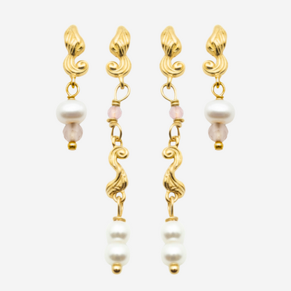 Swirl Pearl Combo / øreringssæt