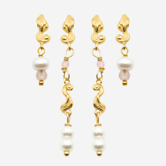 Swirl Pearl Combo / øreringssæt
