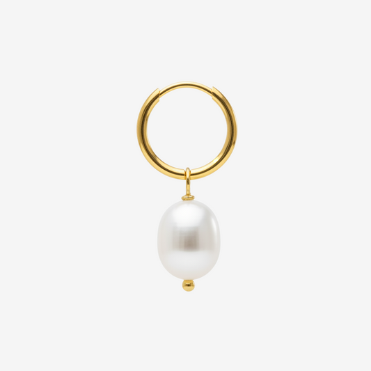 perleørering med oval ferskvandsperle 18k