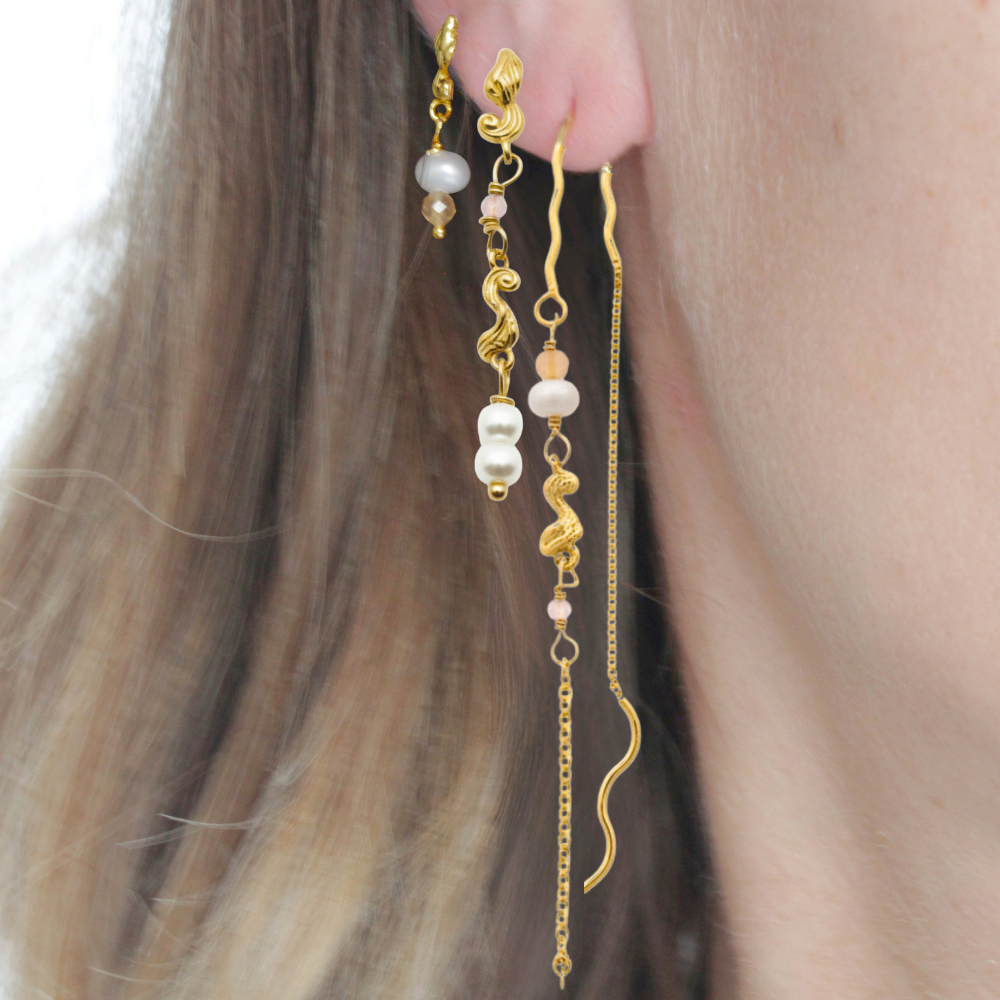 Wavy Pearl Set / øreringssæt