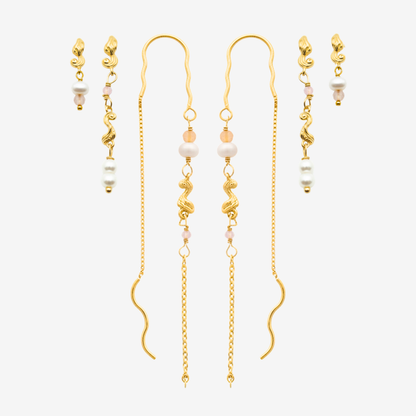 Wavy Pearl Set / øreringssæt