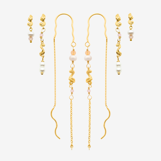 Wavy Pearl Set / øreringssæt