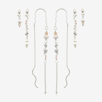 Wavy Pearl Set / øreringssæt
